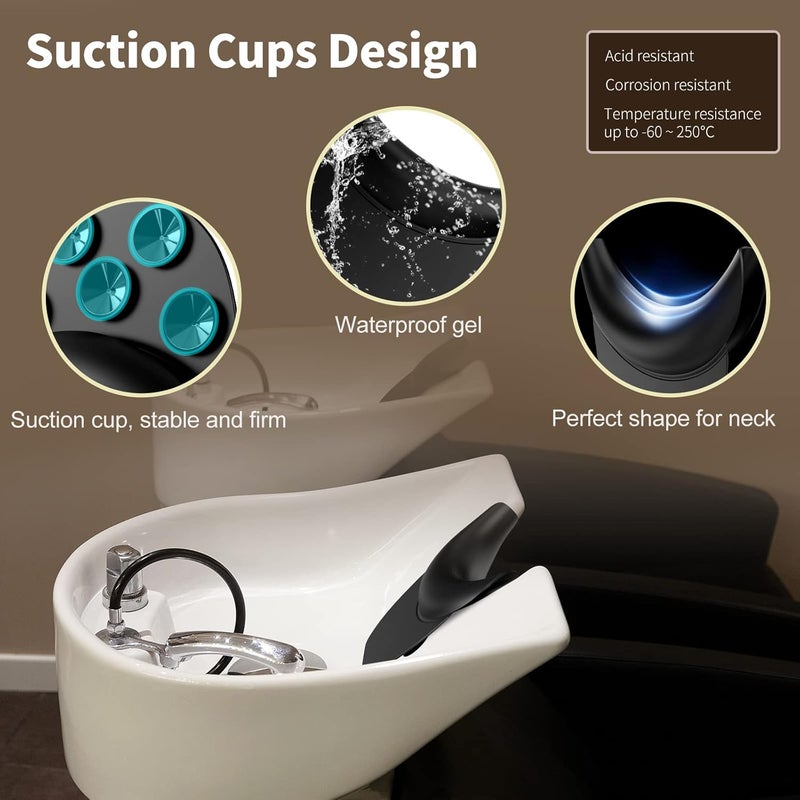 Aiseely Shampoo Bowl Neck Rest with Suction Cup, Silicone Neck Rest for Salon Sink, Shampoo Neck Cushion, Non-Slip Salon Neck Rest for Hair Washing Sink Neck Support, Neck Rest for Wash Basin - Image 3